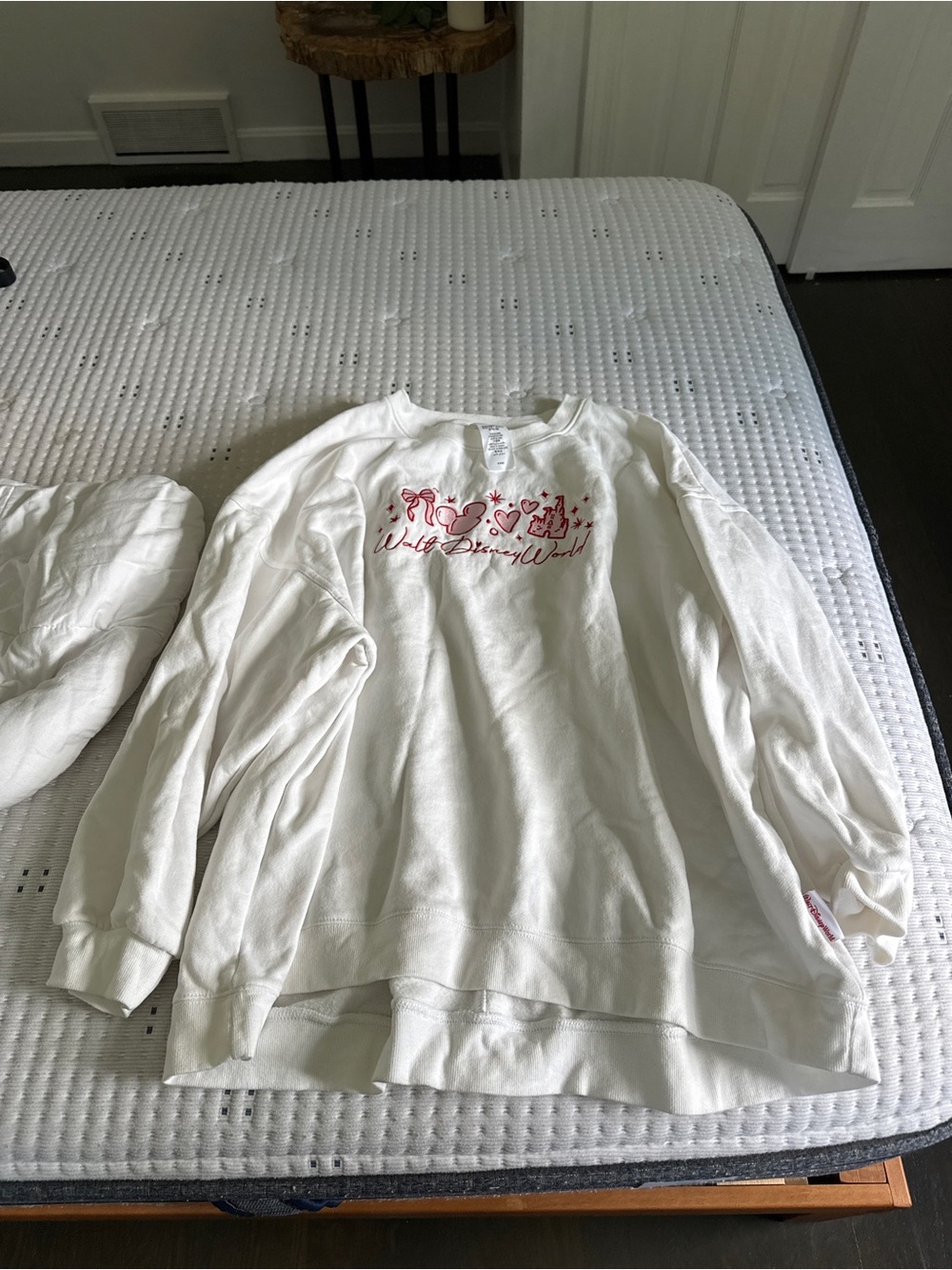 Disney White Crewneck Sweatshirt with Red Graphic